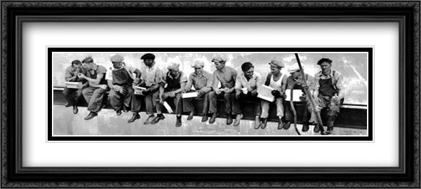 Men on Girder 40x18 Black Ornate Wood Framed Art Print Poster with Double Matting