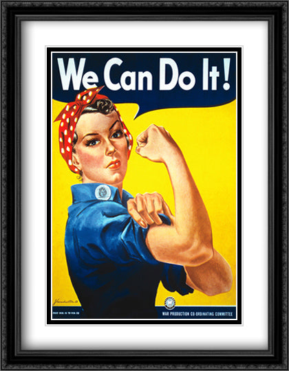 Rosie The Riveter - We Can Do 28x40 Black Ornate Wood Framed Art Print Poster with Double Matting