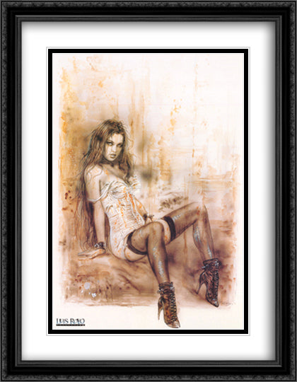 Alone 28x40 Black Ornate Wood Framed Art Print Poster with Double Matting by Royo, Luis