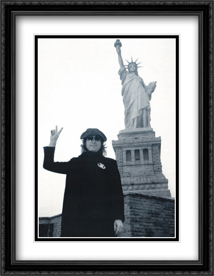 John Lennon: Liberty 28x38 Black Ornate Wood Framed Art Print Poster with Double Matting