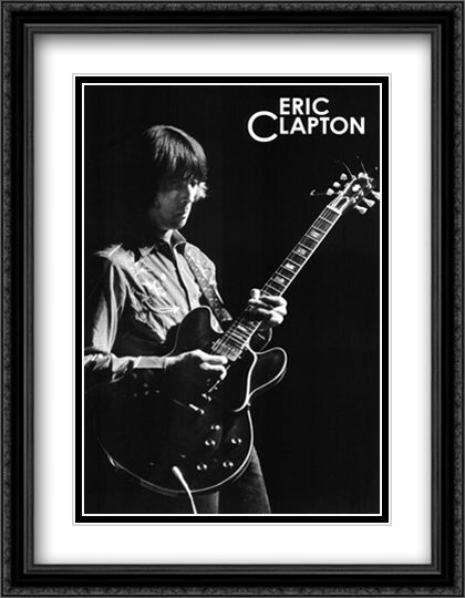 Eric Clapton Solo 28x38 Black Ornate Wood Framed Art Print Poster with Double Matting