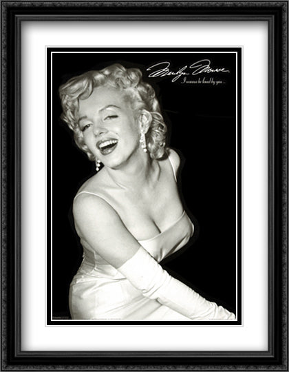 Marilyn Monroe (LovedYou) 28x40 Black Ornate Wood Framed Art Print Poster with Double Matting