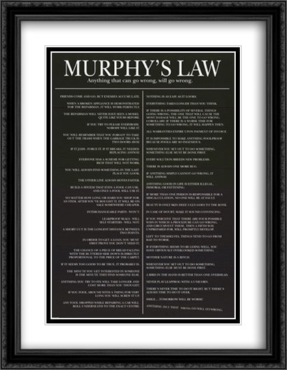 Murphy's Law 28x40 Black Ornate Wood Framed Art Print Poster with Double Matting