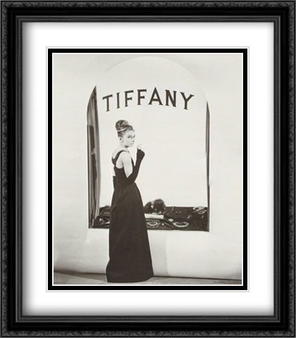 Audrey Hepburn Tiffany 28x32 Black Ornate Wood Framed Art Print Poster with Double Matting