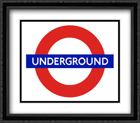London Underground 40x28 Black Ornate Wood Framed Art Print Poster with Double Matting