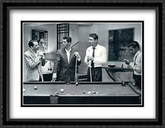 The Rat Pack (Pool) 28x36 Black Ornate Wood Framed Art Print Poster with Double Matting