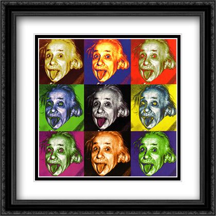 Albert Einstein (Pop Art) 28x28 Black Ornate Wood Framed Art Print Poster with Double Matting