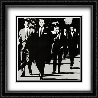 Rat Pack (Silver) 28x28 Black Ornate Wood Framed Art Print Poster with Double Matting