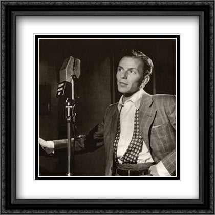 Frank Sinatra (Young) 28x28 Black Ornate Wood Framed Art Print Poster with Double Matting