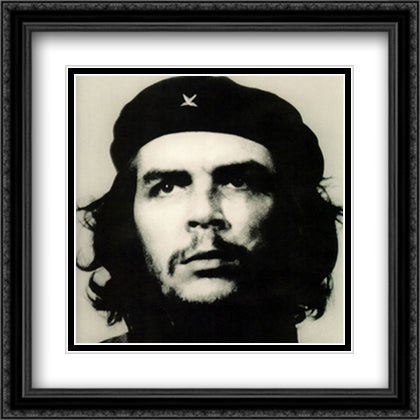 Che Guevara (Korda Portrait) 28x28 Black Ornate Wood Framed Art Print Poster with Double Matting