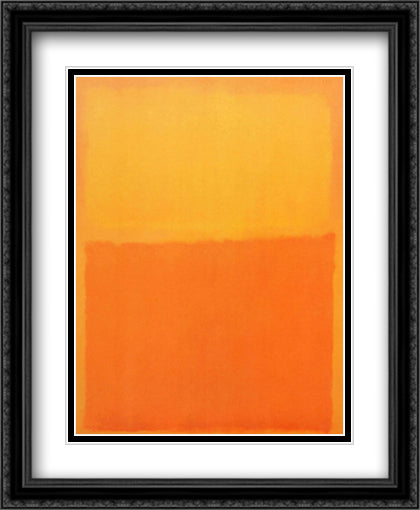 Orange and Yellow 28x34 Black Ornate Wood Framed Art Print Poster with Double Matting by Rothko, Mark