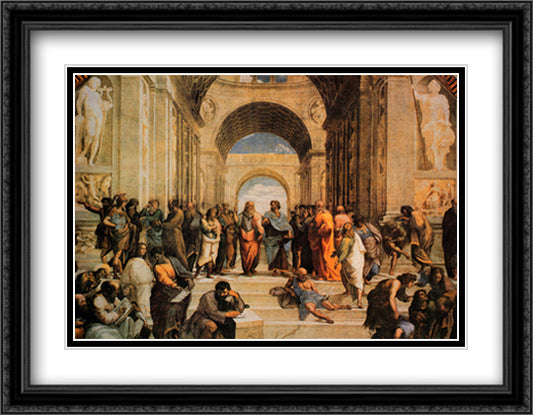 The School of Athens, c.1511 36x28 Black Ornate Wood Framed Art Print Poster with Double Matting by Raphael