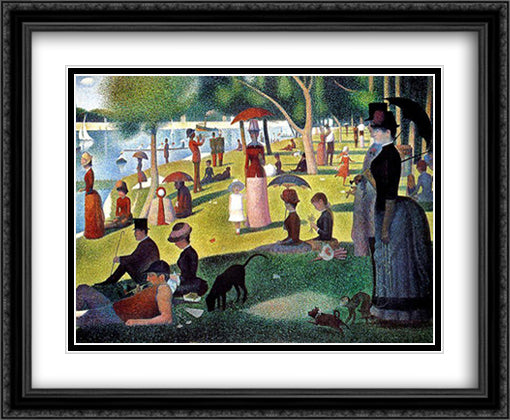 Sunday Afternoon on the Island of La Grande Jatte, c.1886 34x28 Black Ornate Wood Framed Art Print Poster with Double Matting by Seurat, Georges