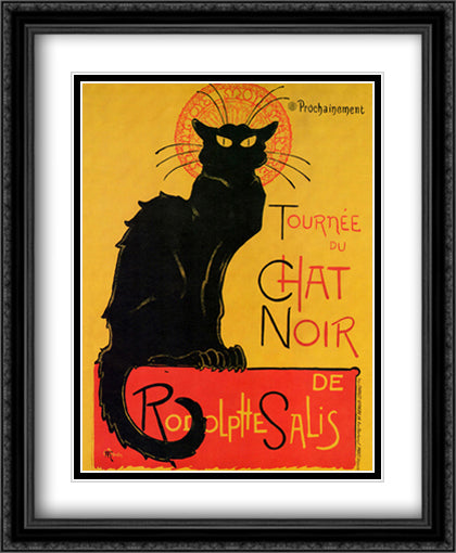 Chat Noir 28x34 Black Ornate Wood Framed Art Print Poster with Double Matting