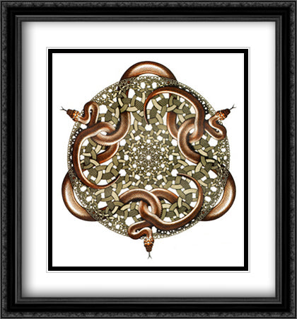 Snakes 28x30 Black Ornate Wood Framed Art Print Poster with Double Matting by Escher, M.C.