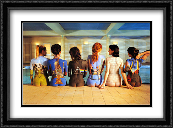 Pink Floyd Back Catalogs 38x28 Black Ornate Wood Framed Art Print Poster with Double Matting