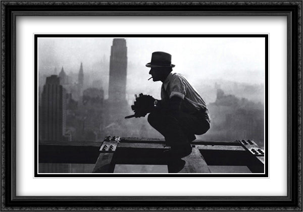 NYC - RKO Building, c.1932 40x28 Black Ornate Wood Framed Art Print Poster with Double Matting by Ebbets, Charles C.