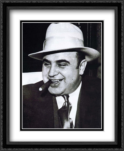 AL Capone 26x38 Black Ornate Wood Framed Art Print Poster with Double Matting