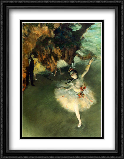 Star 28x36 Black Ornate Wood Framed Art Print Poster with Double Matting by Degas, Edgar