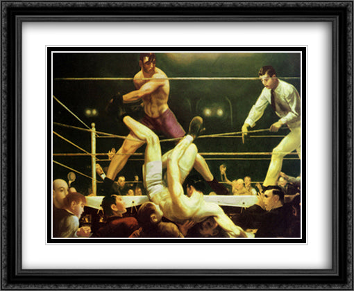 Dempsey And Firpo 34x28 Black Ornate Wood Framed Art Print Poster with Double Matting by Bellows, George