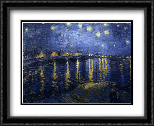 Starlight Over The Rhone 34x28 Black Ornate Wood Framed Art Print Poster with Double Matting by Van Gogh, Vincent