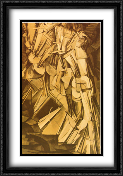 Nude Descending a Staircase #2 28x40 Black Ornate Wood Framed Art Print Poster with Double Matting by Duchamp, Marcel