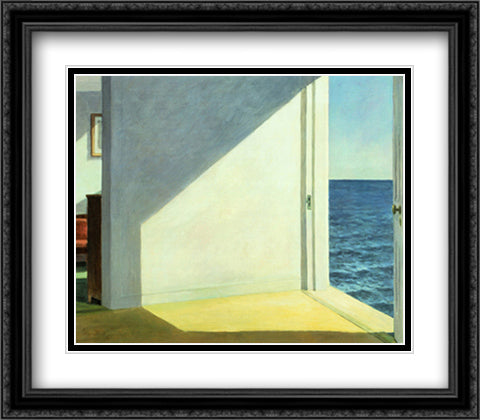 Rooms By The Sea 32x28 Black Ornate Wood Framed Art Print Poster with Double Matting by Hopper, Edward