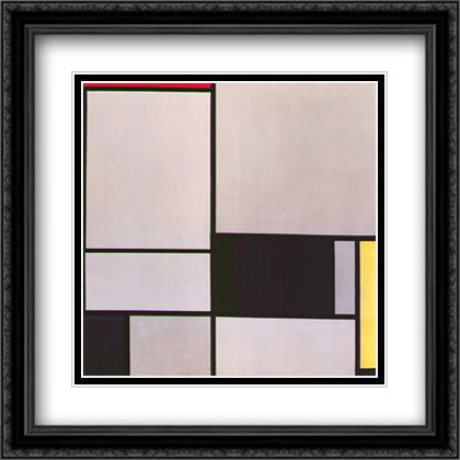 Composition No2 28x33 Black Ornate Wood Framed Art Print Poster with Double Matting by Mondrian, Piet