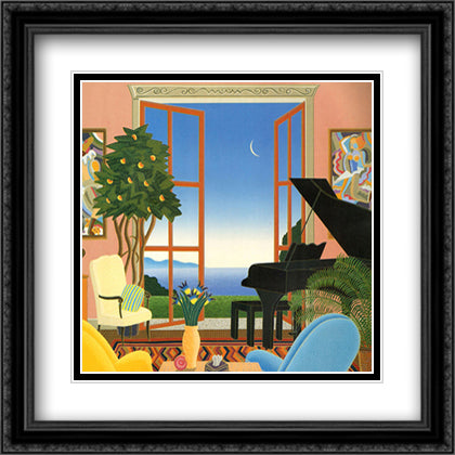 Coconut Grove 28x28 Black Ornate Wood Framed Art Print Poster with Double Matting by McKnight, Thomas