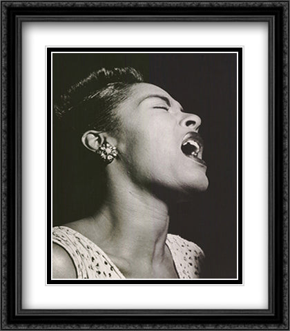 Billie Holiday 28x36 Black Ornate Wood Framed Art Print Poster with Double Matting by Gottlieb, William P.