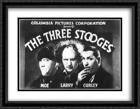 Three Stooges: Opening Credits 40x28 Black Ornate Wood Framed Art Print Poster with Double Matting