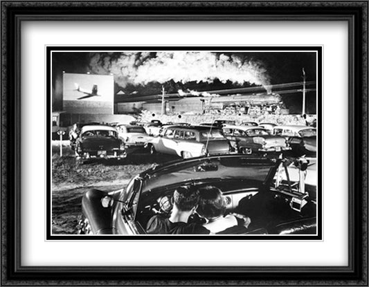 Hot Shot Eastbound 36x28 Black Ornate Wood Framed Art Print Poster with Double Matting by Link, O. Winston