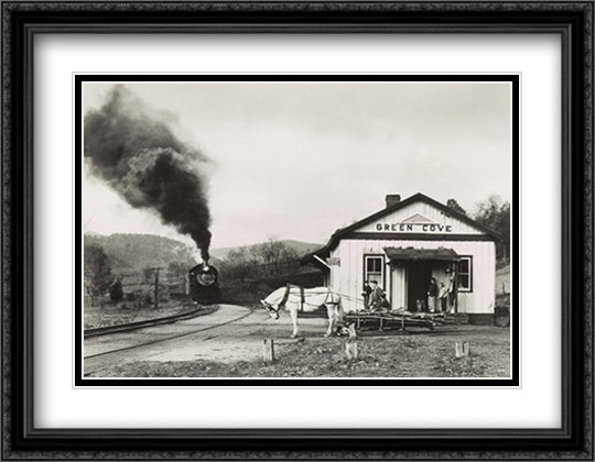 Maud Bows to the Virginia Creeper  36x28 Black Ornate Wood Framed Art Print Poster with Double Matting by Link, O. Winston
