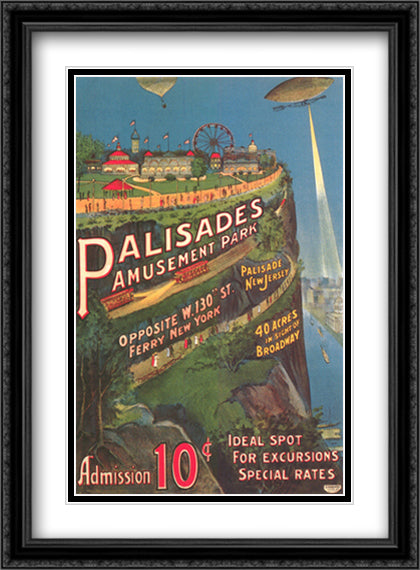 Palisades Park 28x40 Black Ornate Wood Framed Art Print Poster with Double Matting