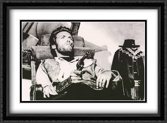 Clint Eastwood, A Few Dollars or More 38x28 Black Ornate Wood Framed Art Print Poster with Double Matting