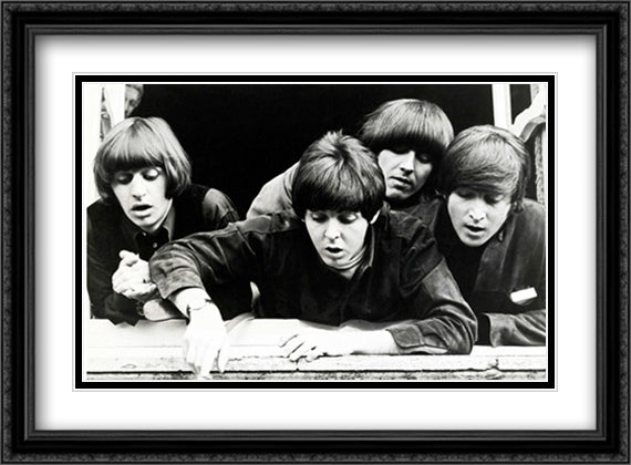 Beatles, the 60's 36x28 Black Ornate Wood Framed Art Print Poster with Double Matting