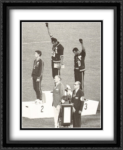 1968 Mexico Olympics - Black Power Salute 28x34 Black Ornate Wood Framed Art Print Poster with Double Matting