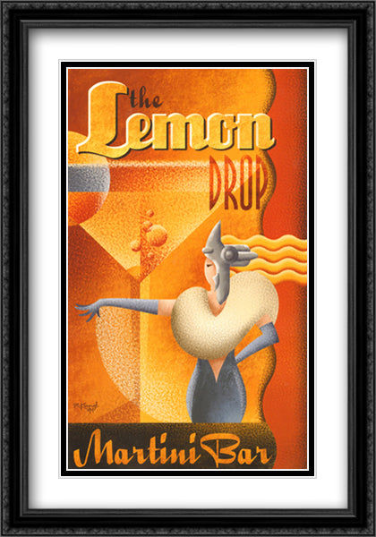 Lemon Drop Martini Bar 27x40 Black Ornate Wood Framed Art Print Poster with Double Matting by Kungl, Michael