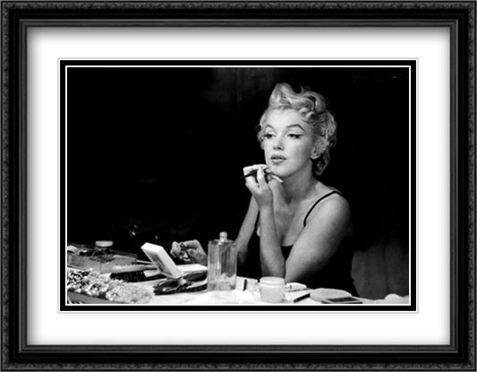 Marilyn Monroe, Backstage 36x28 Black Ornate Wood Framed Art Print Poster with Double Matting by Shaw, Sam