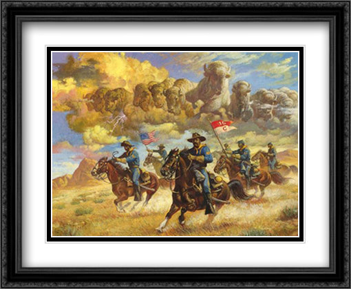Buffalo Soldier Thunder Ride 34x28 Black Ornate Wood Framed Art Print Poster with Double Matting by Tucker, Derek