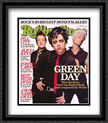 Green Day, Rolling Stone Cover 28x40 Black Ornate Wood Framed Art Print Poster with Double Matting by Dimmock, James