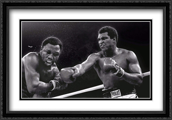 Muhammad Ali: Thrilla In Manila 28x36 Black Ornate Wood Framed Art Print Poster with Double Matting