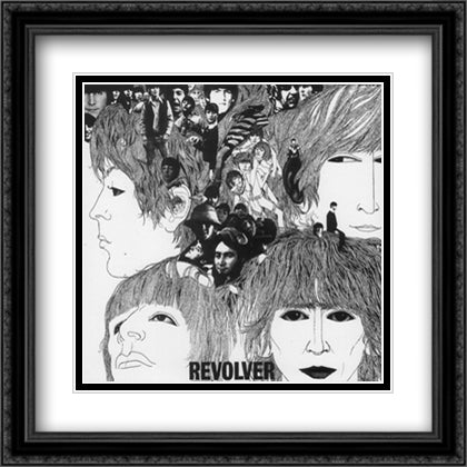 The Beatles: Revolver 28x28 Black Ornate Wood Framed Art Print Poster with Double Matting