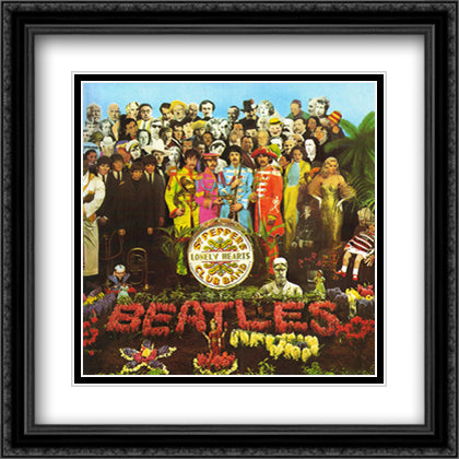 The Beatles: Sgt. Pepper 28x28 Black Ornate Wood Framed Art Print Poster with Double Matting