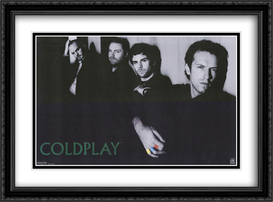 Coldplay (group) 28x40 Black Ornate Wood Framed Art Print Poster with Double Matting