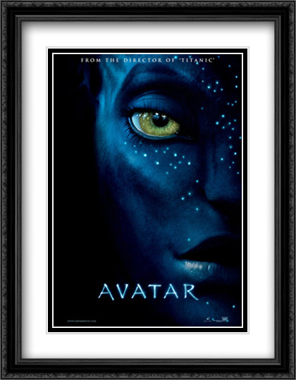 Avatar 28x36 Black Ornate Wood Framed Movie Poster with Double Matting