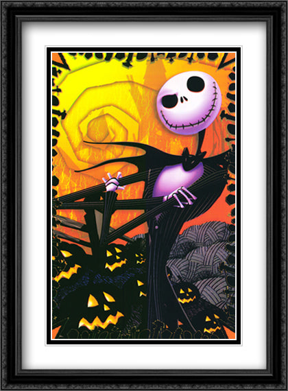 The Nightmare Before Christmas 28x38 Black Ornate Wood Framed Movie Poster with Double Matting