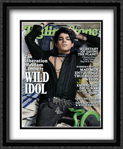 Rolling Stone - Adam Lambert 26x38 Black Ornate Wood Framed Art Print Poster with Double Matting