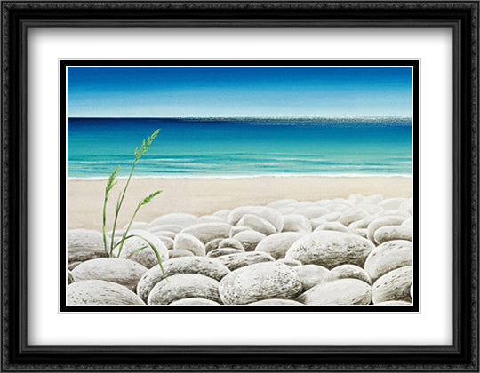 Brezza Marina 36x28 Black Ornate Wood Framed Art Print Poster with Double Matting by Panizza, Elena
