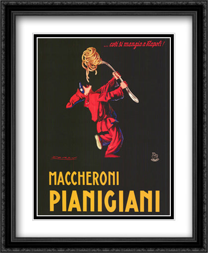 Maccheroni Pianigiani 1922 28x36 Black Ornate Wood Framed Art Print Poster with Double Matting by Mauzan, Achille Luciano